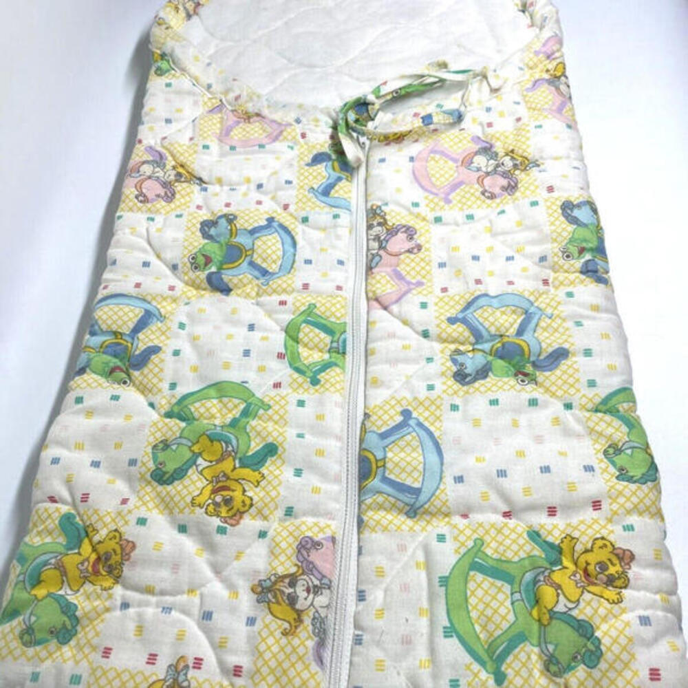 Vintage Baby Bunting MUPPET BABIES Quilted Zip Cinch Sleeping Bag Blanket
